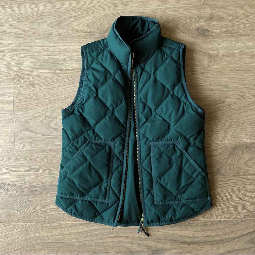 J Crew green down vest XS